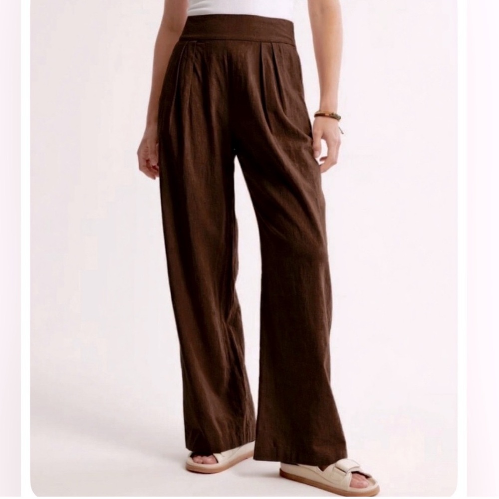 Abercrombie & Fitch Wide Leg Linen Pants